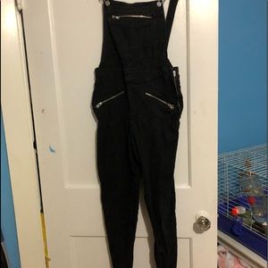 Black jean overalls